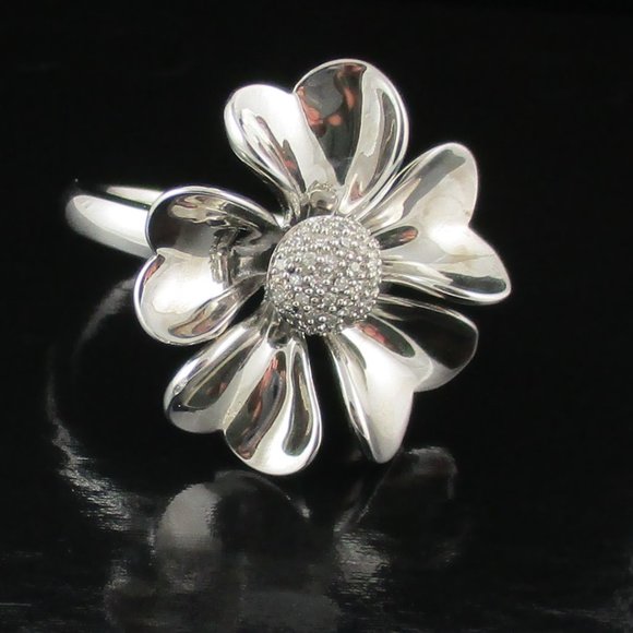 Affinity Diamond 1/10 ct Pave' Flower Ring - Picture 1 of 6